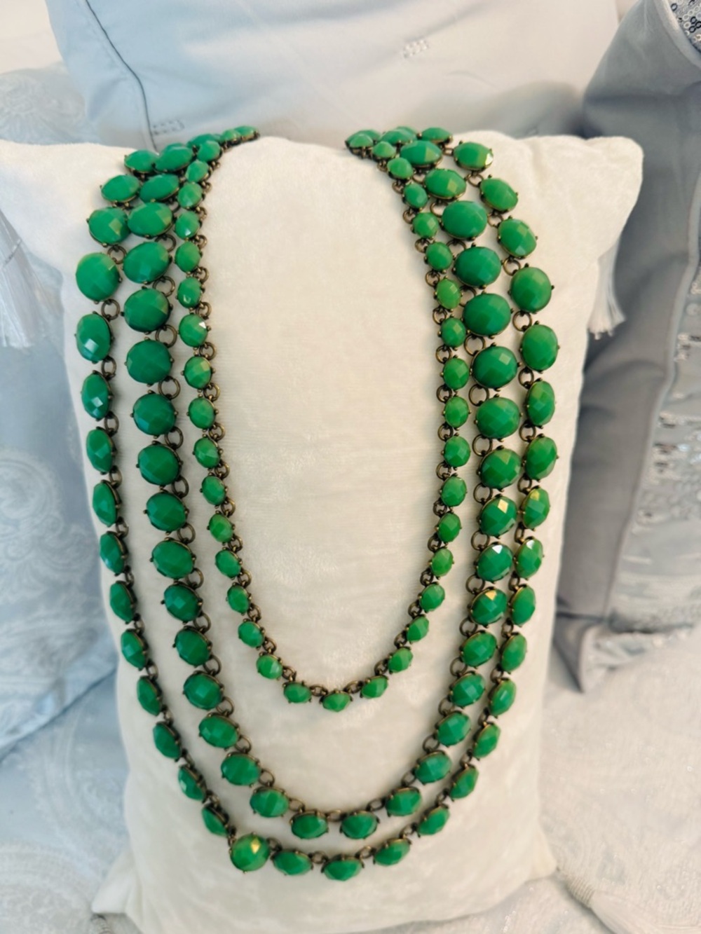 Chico's Multi-Strand Green Beaded Necklace